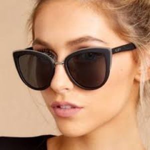 QUAY My Girl Black Cat Eye Sunglasses with Silver Detail!